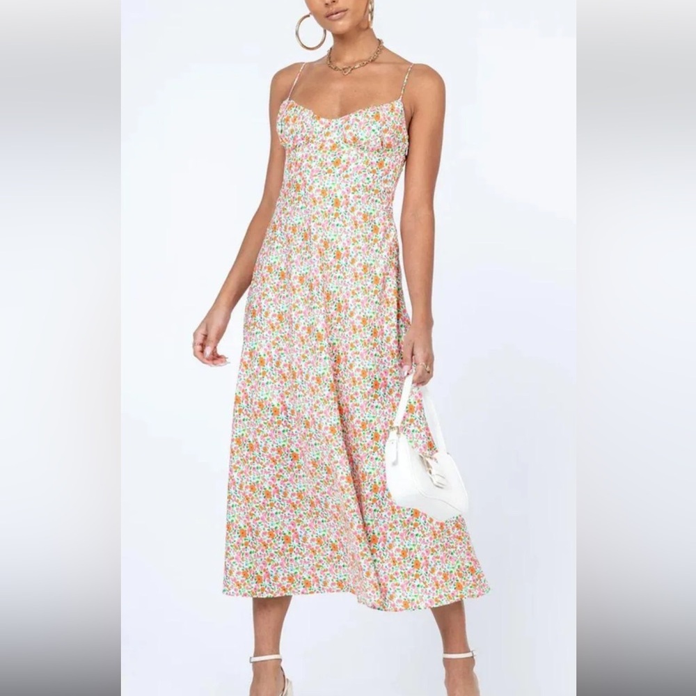 Princess Polly Amara Pink Floral Midi Dress - Size 0